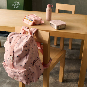 Coordinated Liewood school collection with pencil case, backpack, lunch box, and reusable water bottle