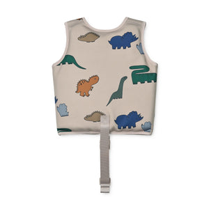 Back view of swim vest in white background.