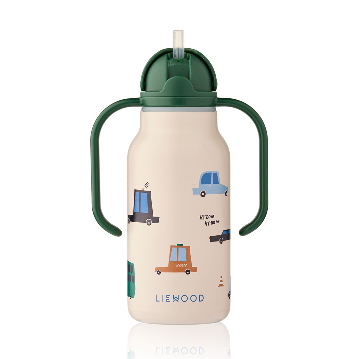 kimmie water bottle is an insulated water bottle with a straw.