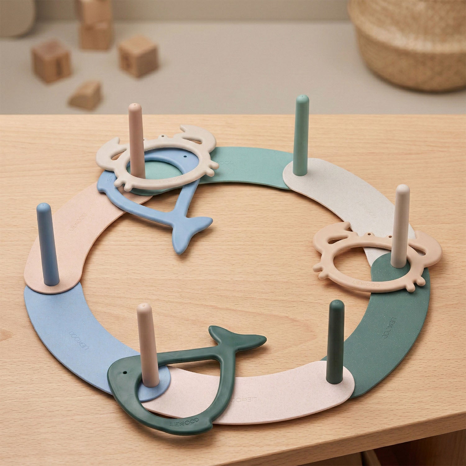 Liewood Noova ring toss game assembled for outdoor fun.