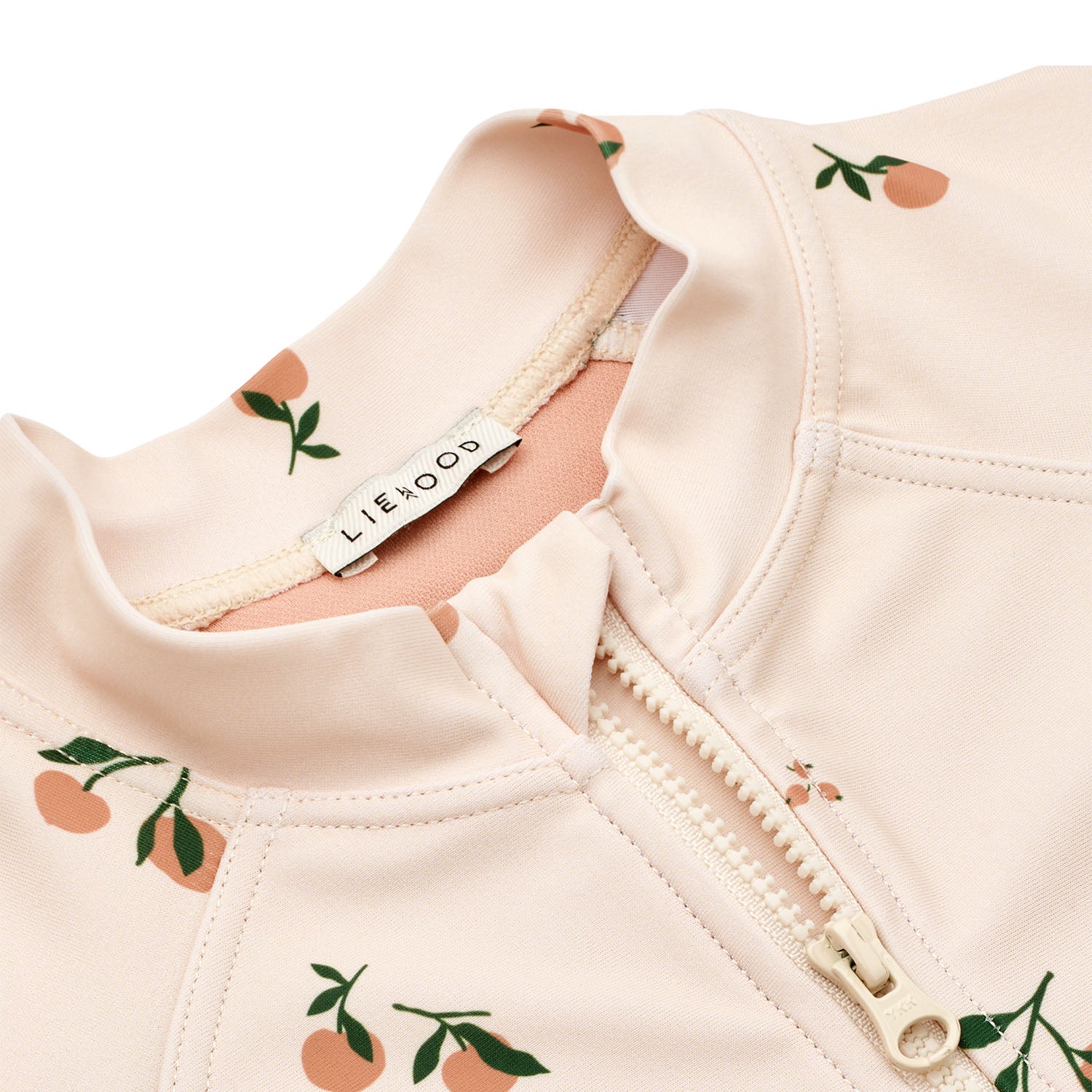 Close view of liewood swim jumsuit zipper.