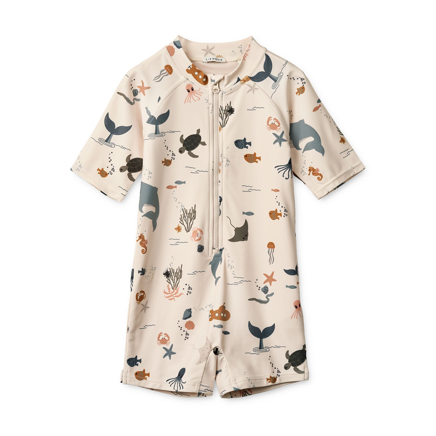 Liewood UV Max short-sleeve swim jumpsuit - sea creature sandy