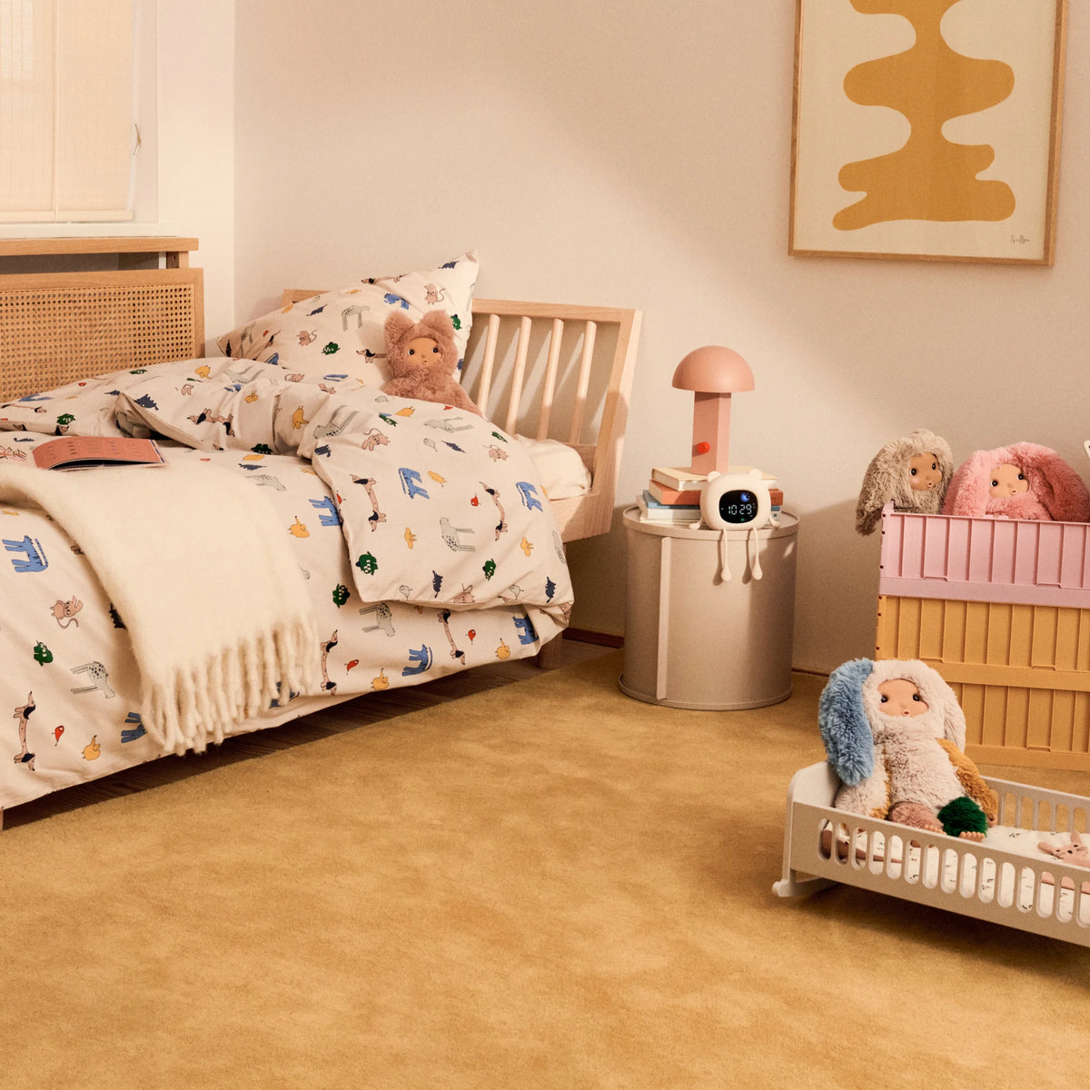 Liewood DANI Sleep Trainer on bedside table with time display
