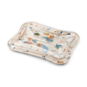 Elin Inflatable Activity Mat with colorful foam shapes.