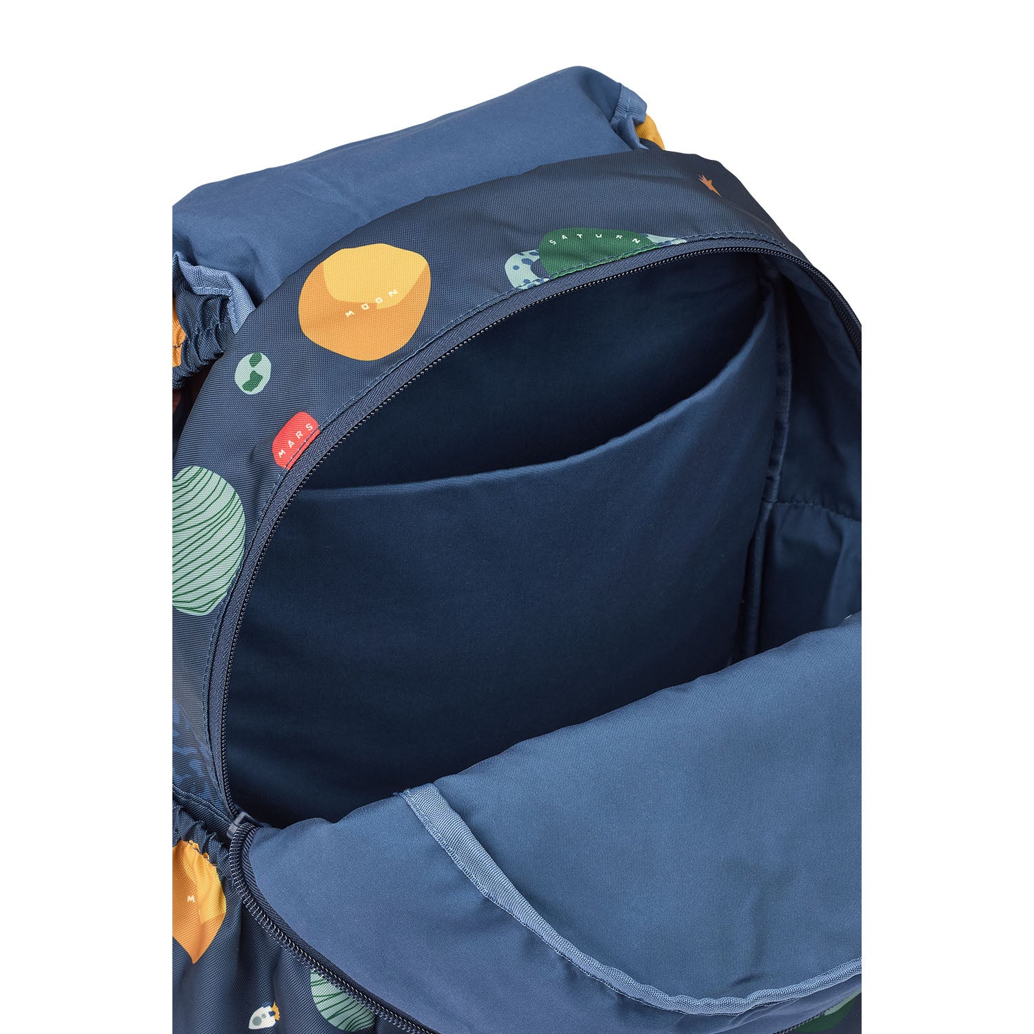 Spacious backpack with visible main compartment and front zip pocket