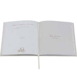Elegant and gentle design of the baby memory book as a perfect gift.