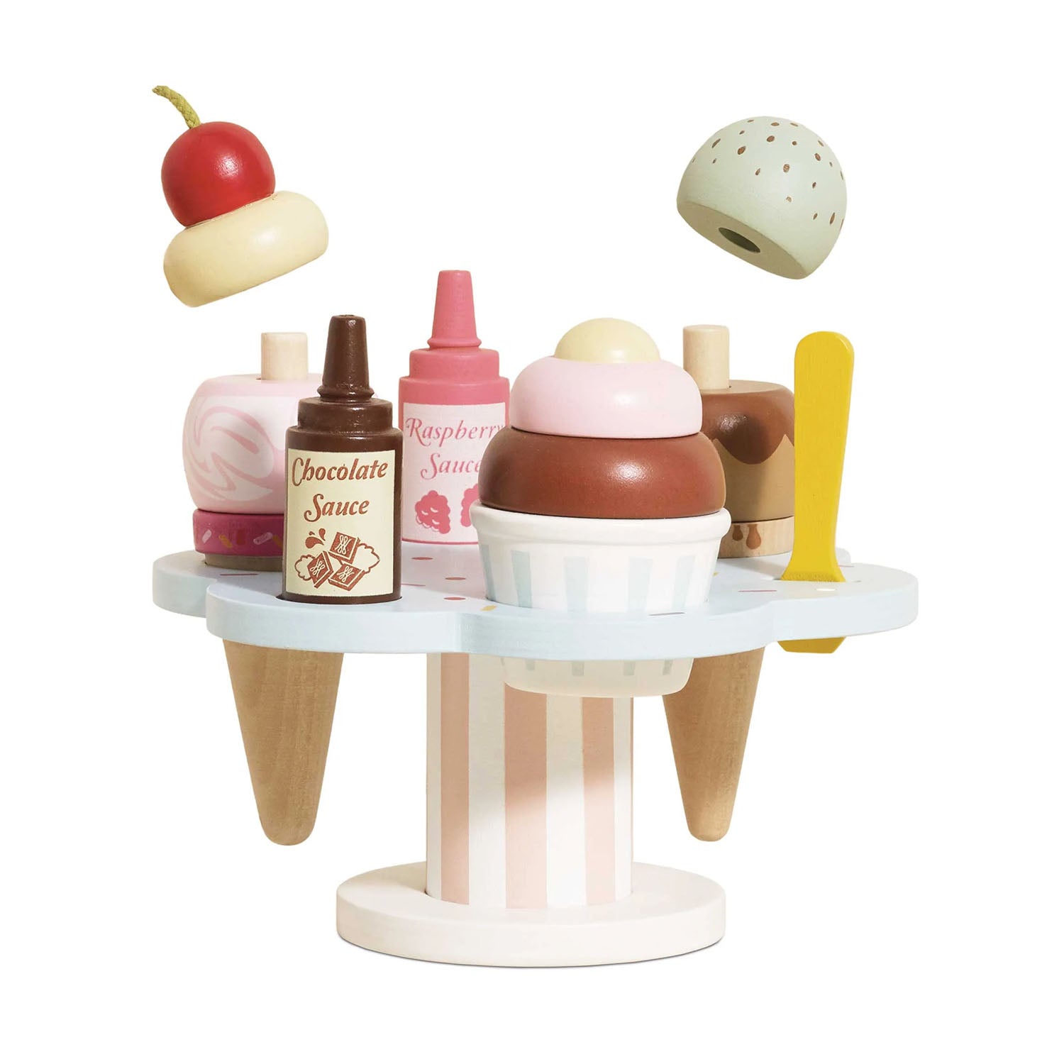 Le toy van wooden ice cream stand toy with colorful toppings