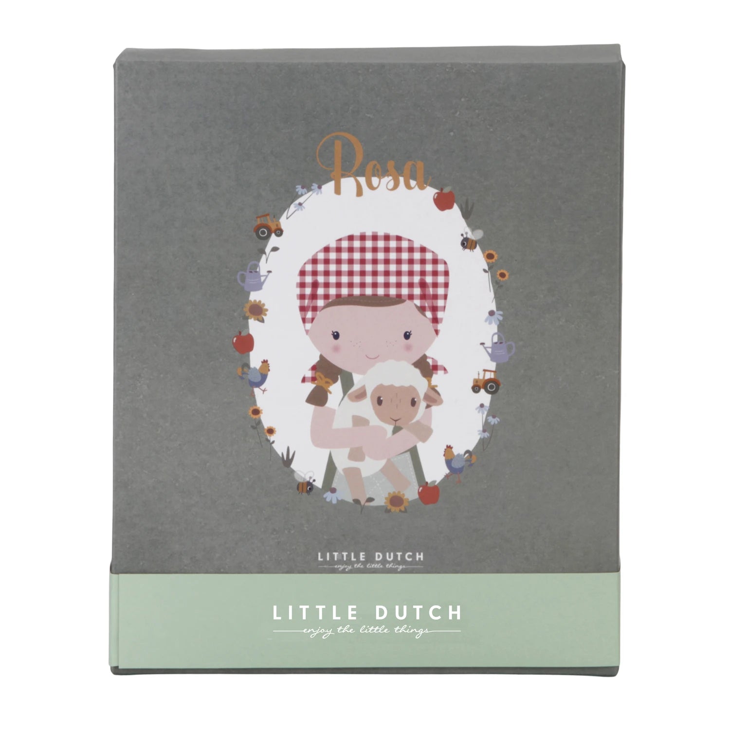 Little Dutch cuddly doll ready for gift giving in box.