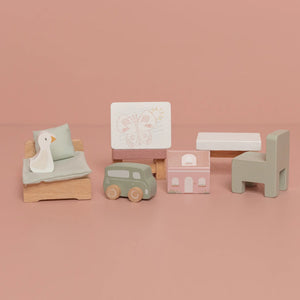 Little Dutch Dollhouse Children's Room Expansion Set in pink backgrond