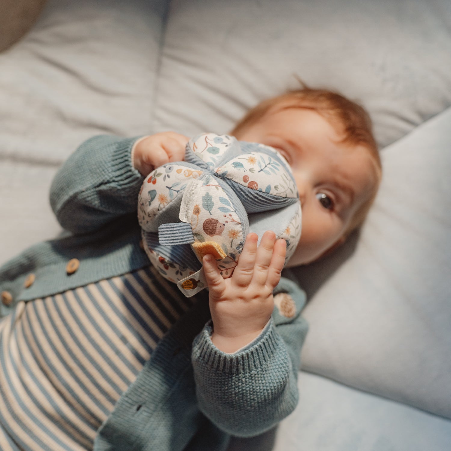 Soft gripping ball for baby.