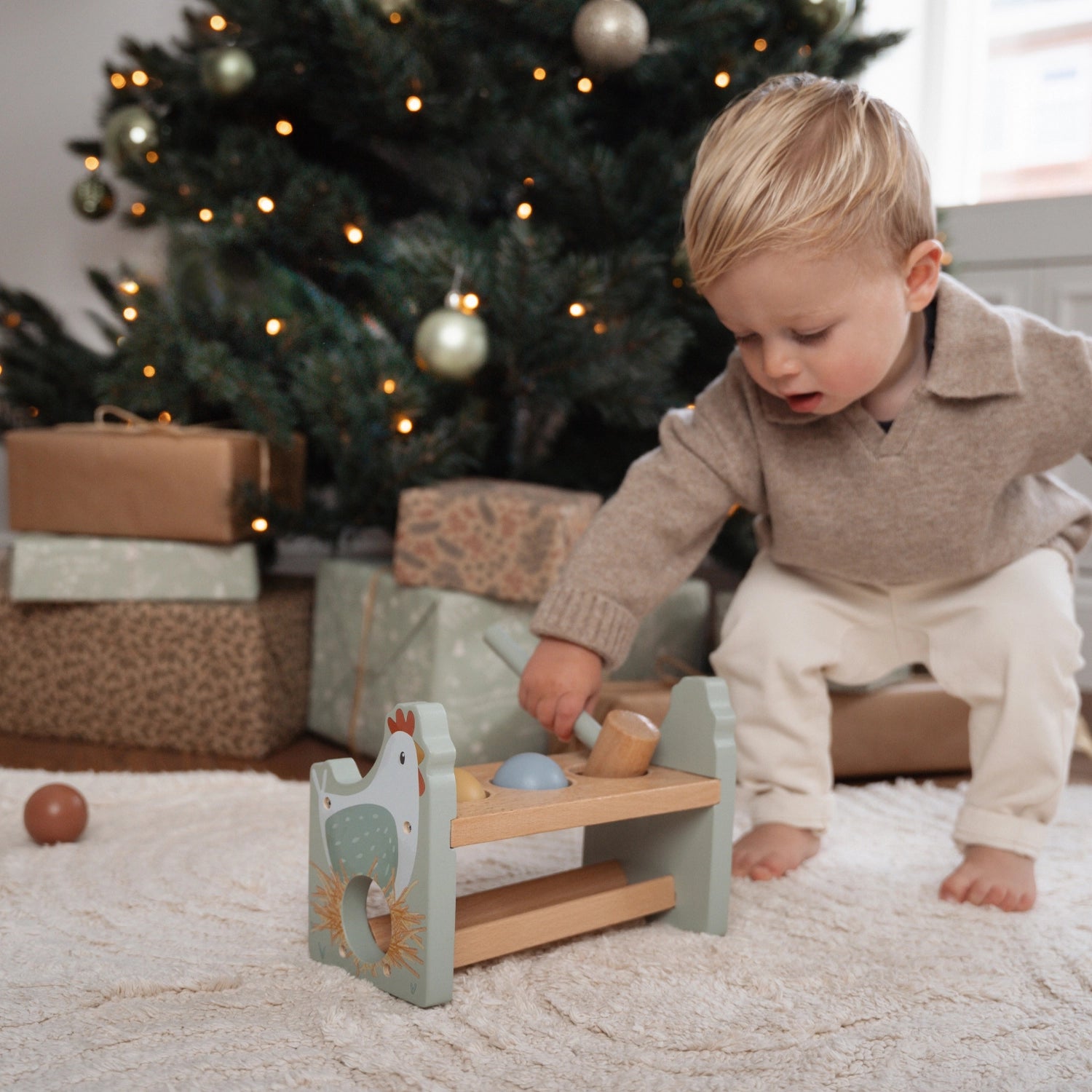 Safe wooden toy with water-based paint.