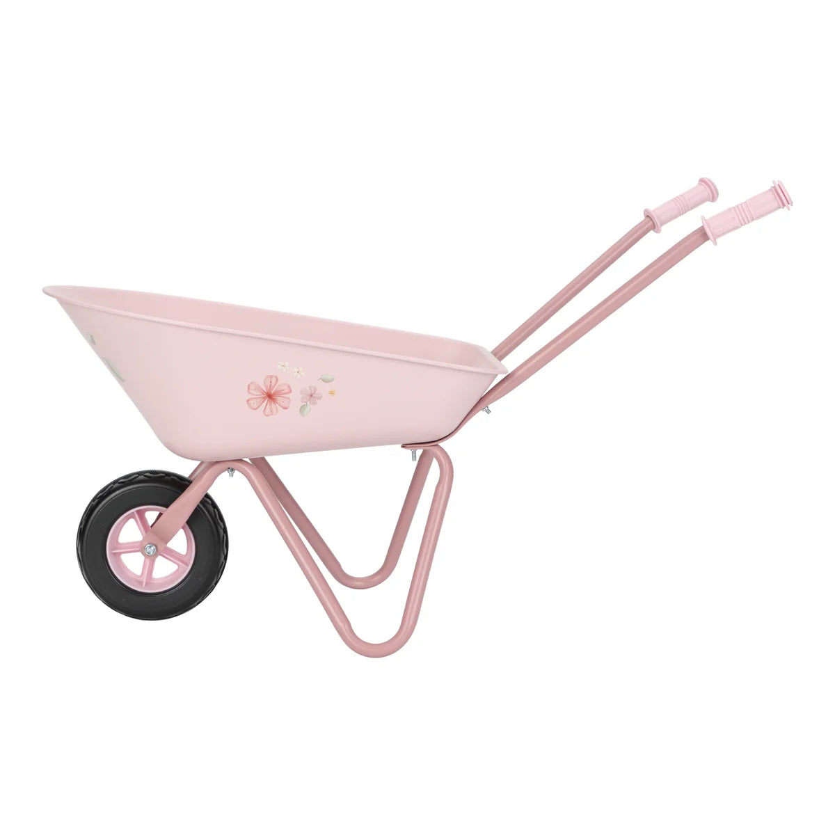 Little Dutch fairy garden wheelbarrow in pink, designed for pretend gardening and playtime fun