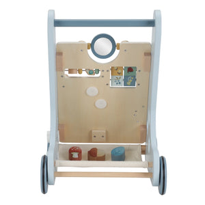 Back view of the baby walker in a white background.