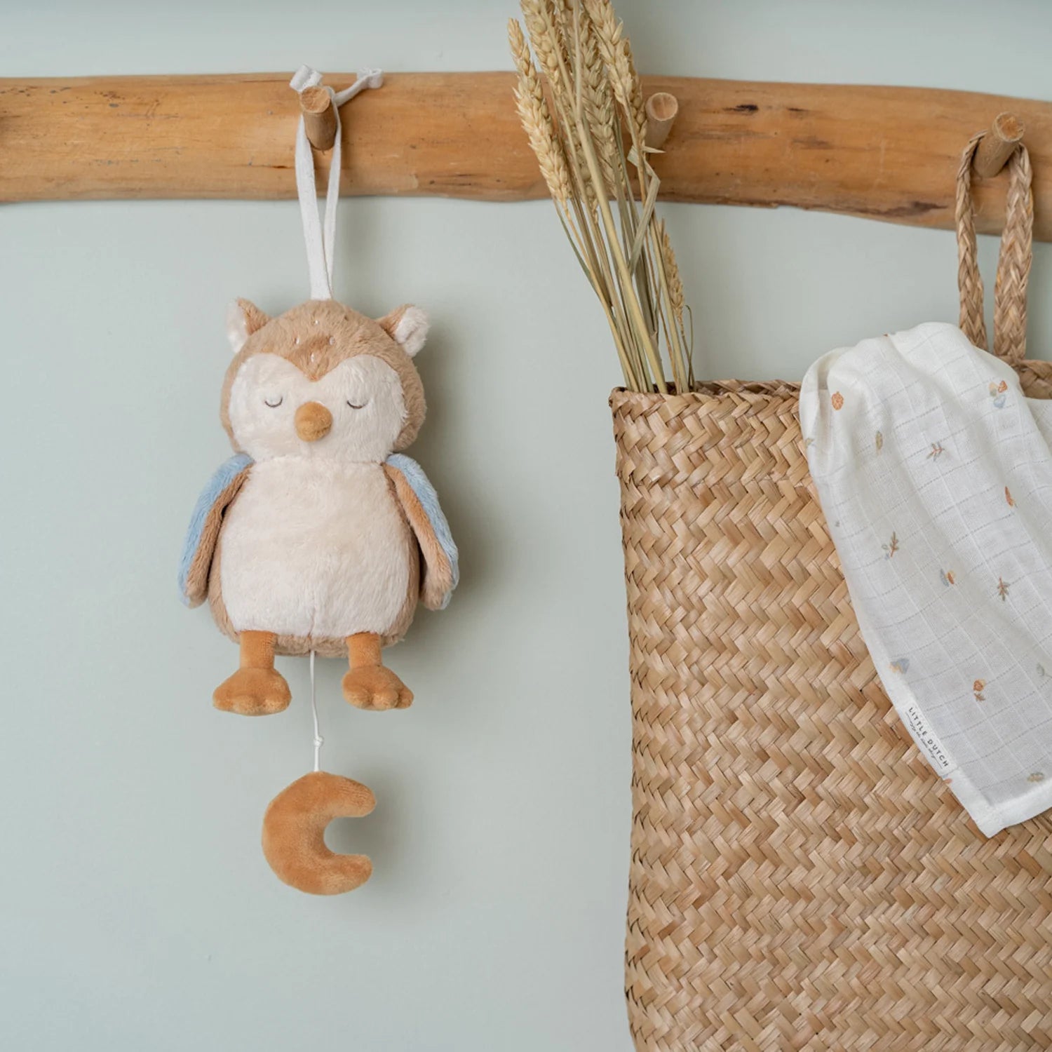 Nursery decor featuring little futch music box owl