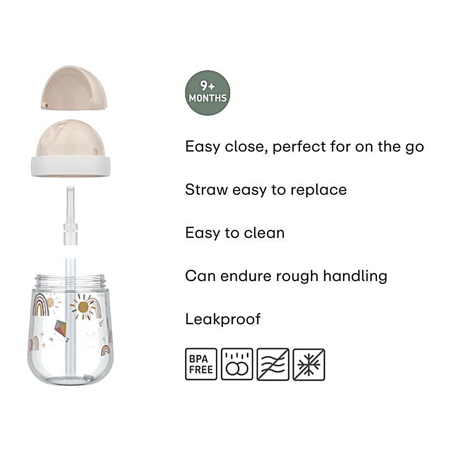 Little Dutch water bottle with straw is easy to clean and dishwasher safe.