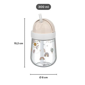 Measurement of the little dutch straw cup water bottle.