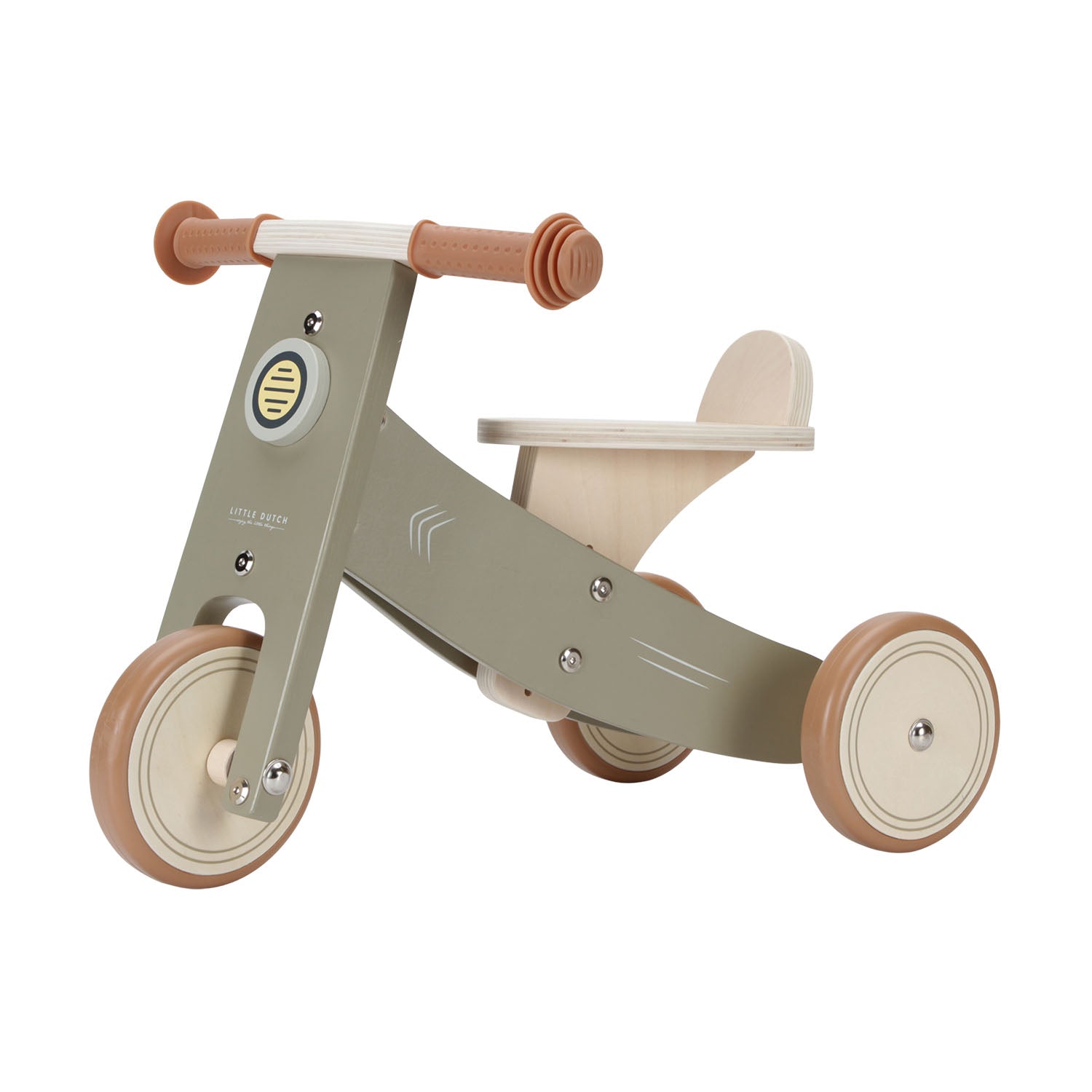 Little Dutch tricycle for toddlers in olive colour.