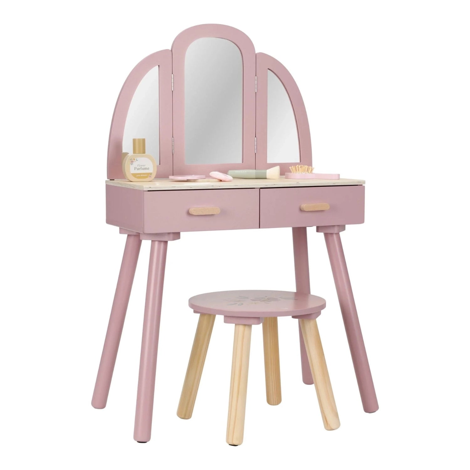 Little Dutch Wooden Dressing Table with 6 Accessories - Pink – Small Smart