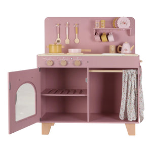 Play kitchen storage cabinet open view