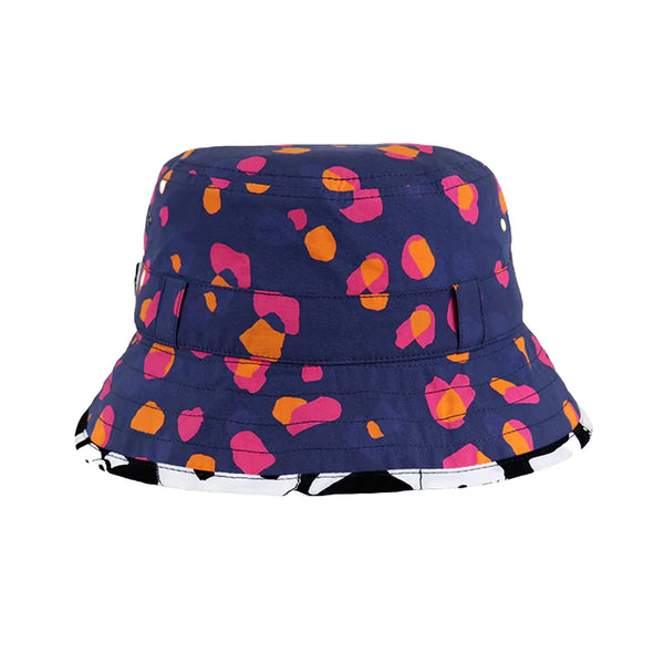 kids sun hat navy leopard, kids sun hat UPF 50+, kids sun hat with chin strap
