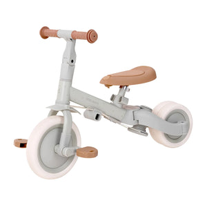 Little dutch tricycle converted to two-wheel balance bike for learning