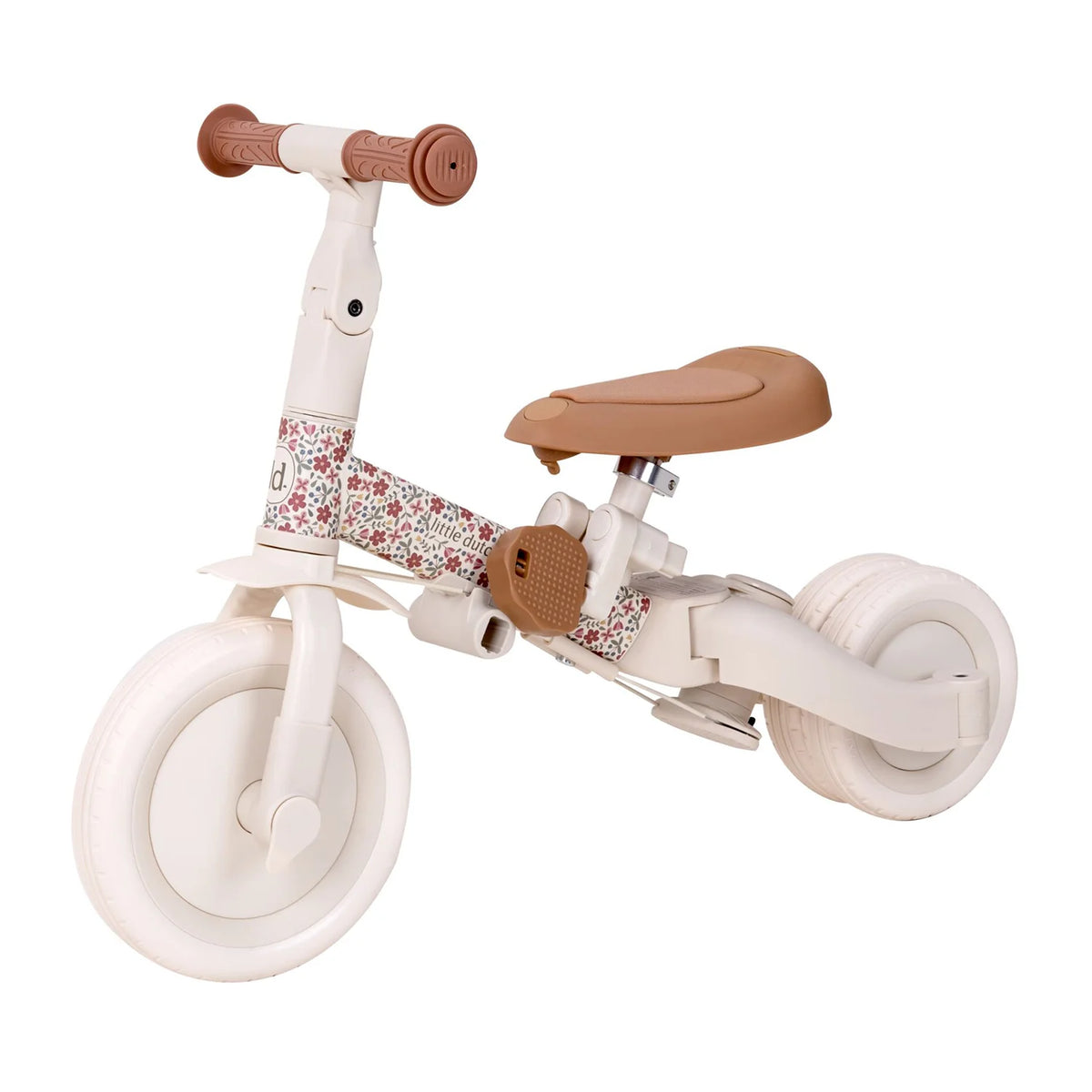 Pink Little Dutch tricycle in two-wheel balance bike configuration