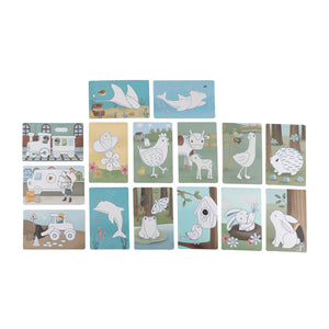 Full set of double-sided inspiration cards for Little Dutch Blue Forest Friends tablet
