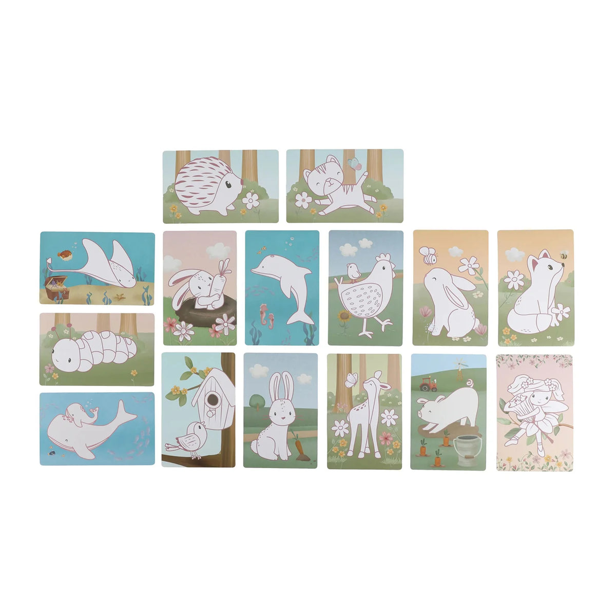 Full set of double-sided inspiration cards for Little Dutch Pink Fairy Garden drawing tablet