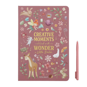Little Dutch Drawing Tablet Pink Fairy Garden decorative front cover with floral design