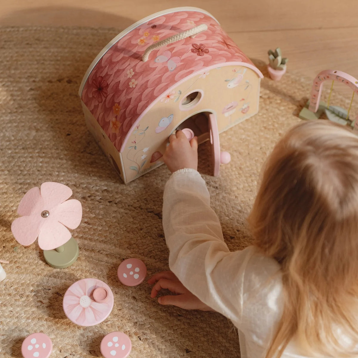 Little Dutch Fairy House closed – portable design with top carry handle
