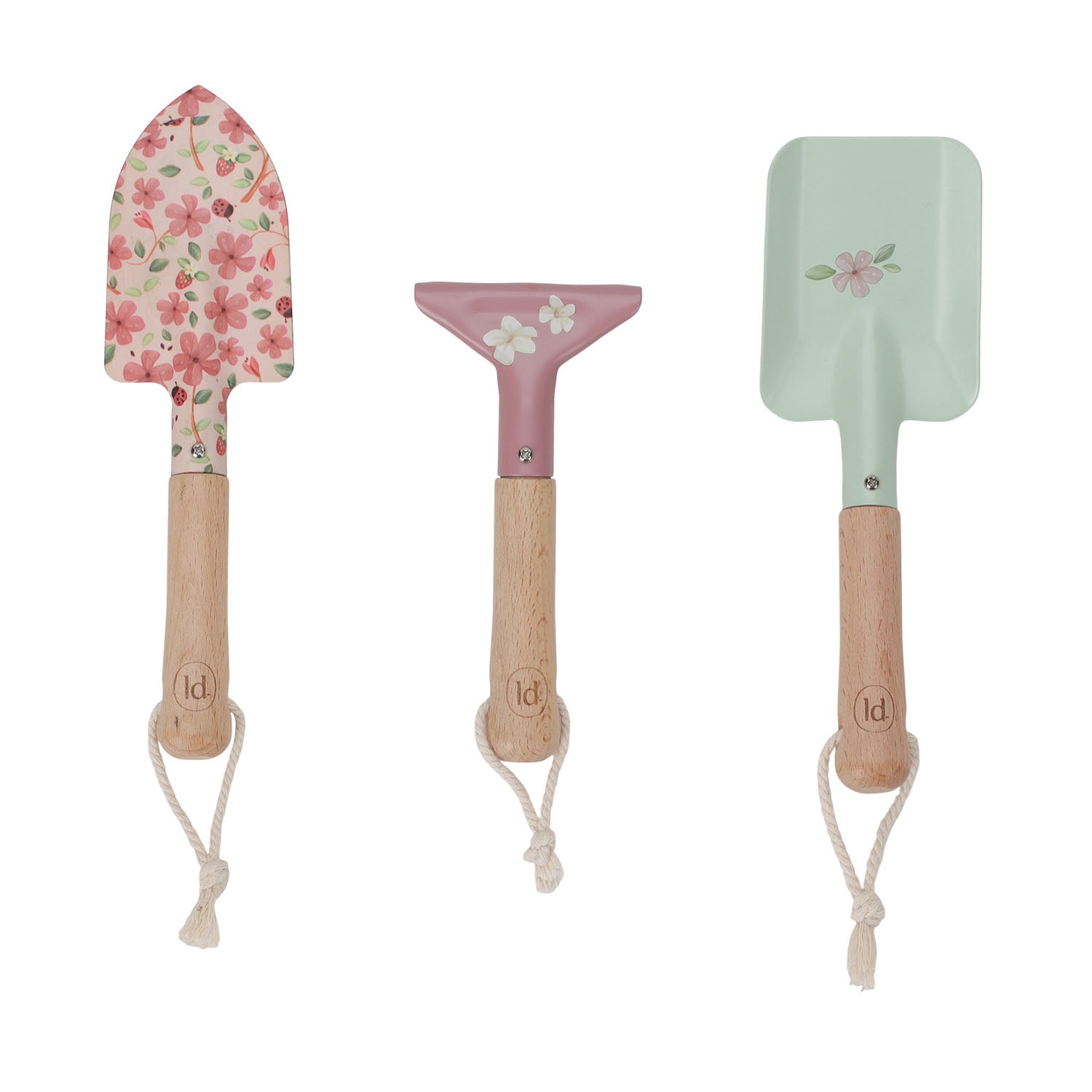 Children’s 1 hand trowel, 1 hand rake,
1 small spade.