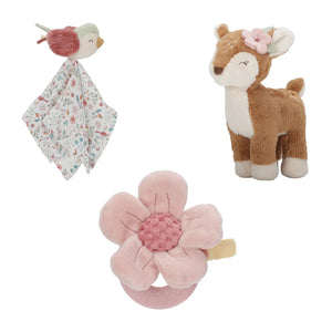 Little Dutch Fairy Garden bird cuddle cloth and soft plush deer toy, newborn sleep and play companions