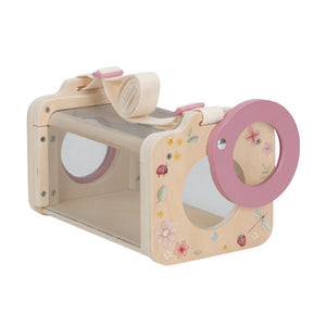 Little Dutch insect box with magnifying glass in fairy garden pink