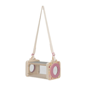 Little dutch insect box with straps for hanging in fairy garden pink colour.