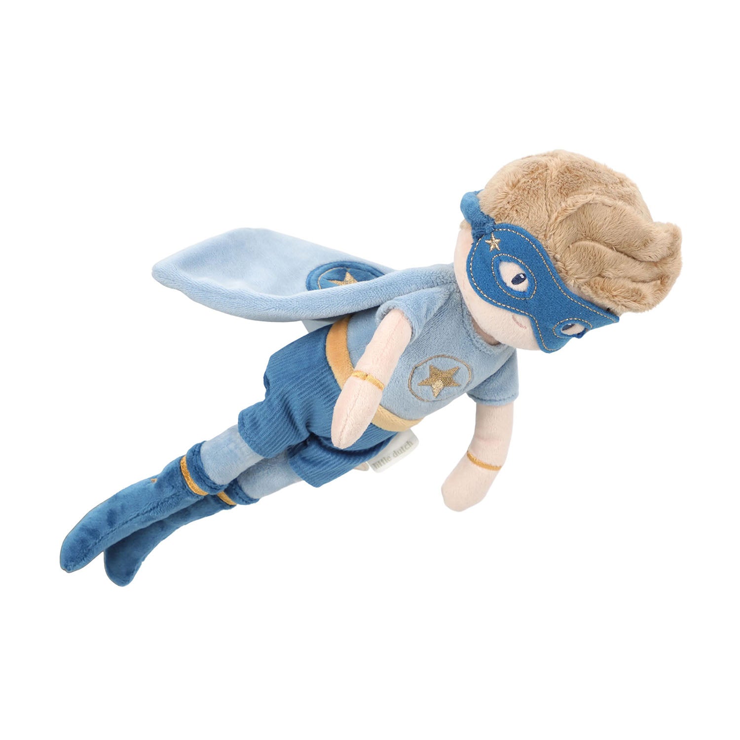 Blue Superhero Jim doll ready for play, perfect for encouraging early imagination.