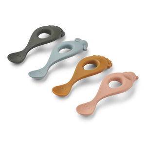 Liva Silicone Spoon -Safari / Rose Multi Mix (4 Pack)