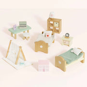 Le toy van wooden dolls house bedroom furniture set - 24 Piece. 