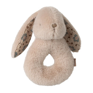 Soft bunny rattle suitable for babies.