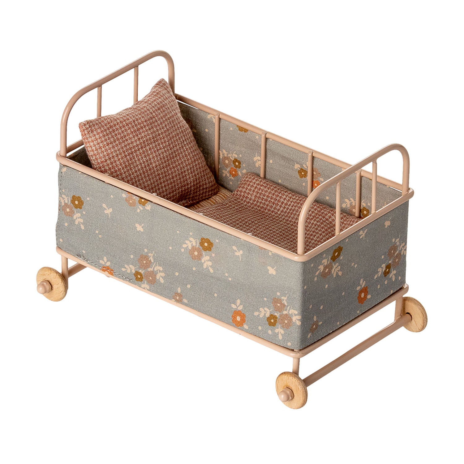 Maileg Cot Bed Micro with mattress, blanket, and pillow