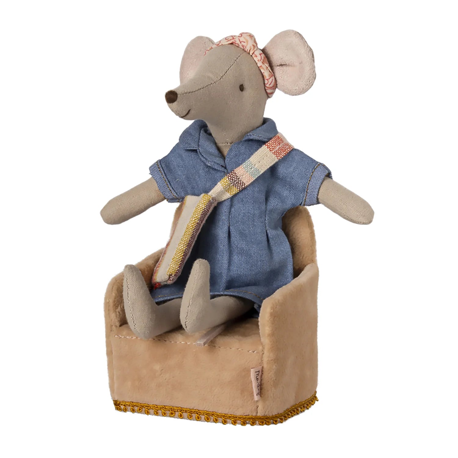 Mini Maileg mouse chair with realistic design.