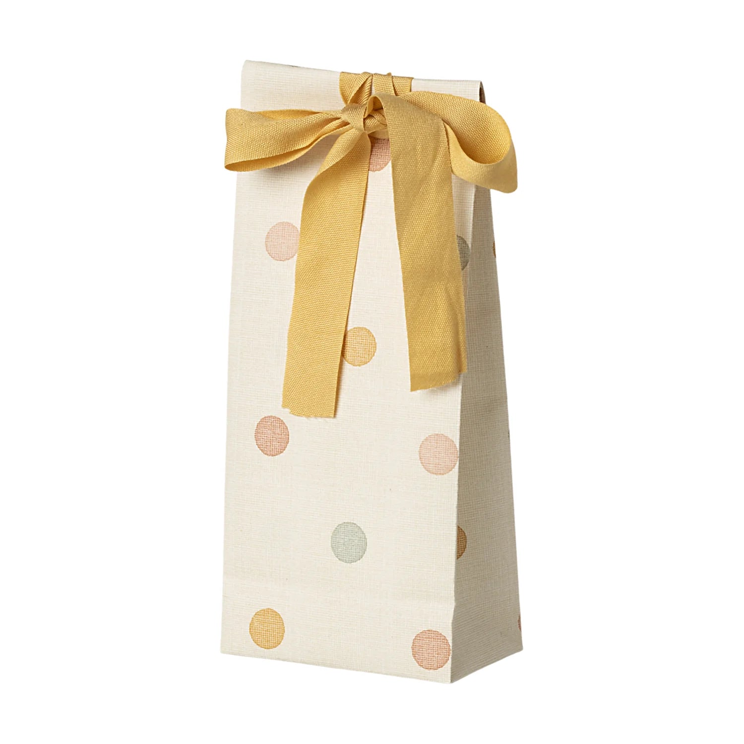 Maileg micro gift bags with colorful polka dots.