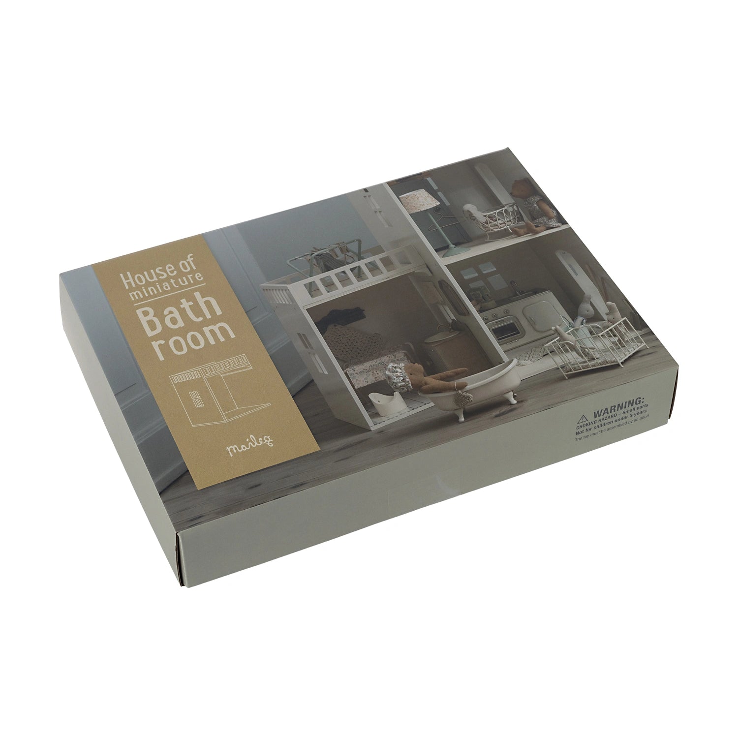 Maileg miniature bathroom dollhouse playset.