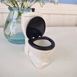 Metal Maileg Miniature toilet with pull function handle.