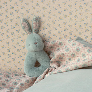 Newborn rattle toy with soft fabric.
