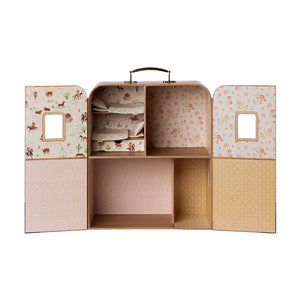 Small Maileg house showing two cozy beds and room for furniture.