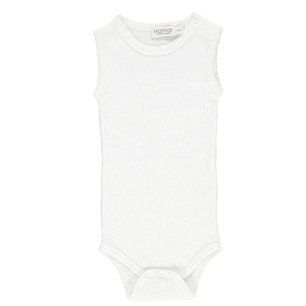 MarMar Sleeveless Baby Bodysuit Organic Cotton - Gentle White