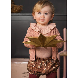 Toddler wearing clothes and rosewood leggings from MarMar Copenhagen
