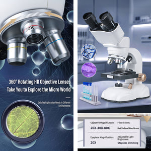 Bright LED illumination stage plate with adjustable brightness on compound microscope