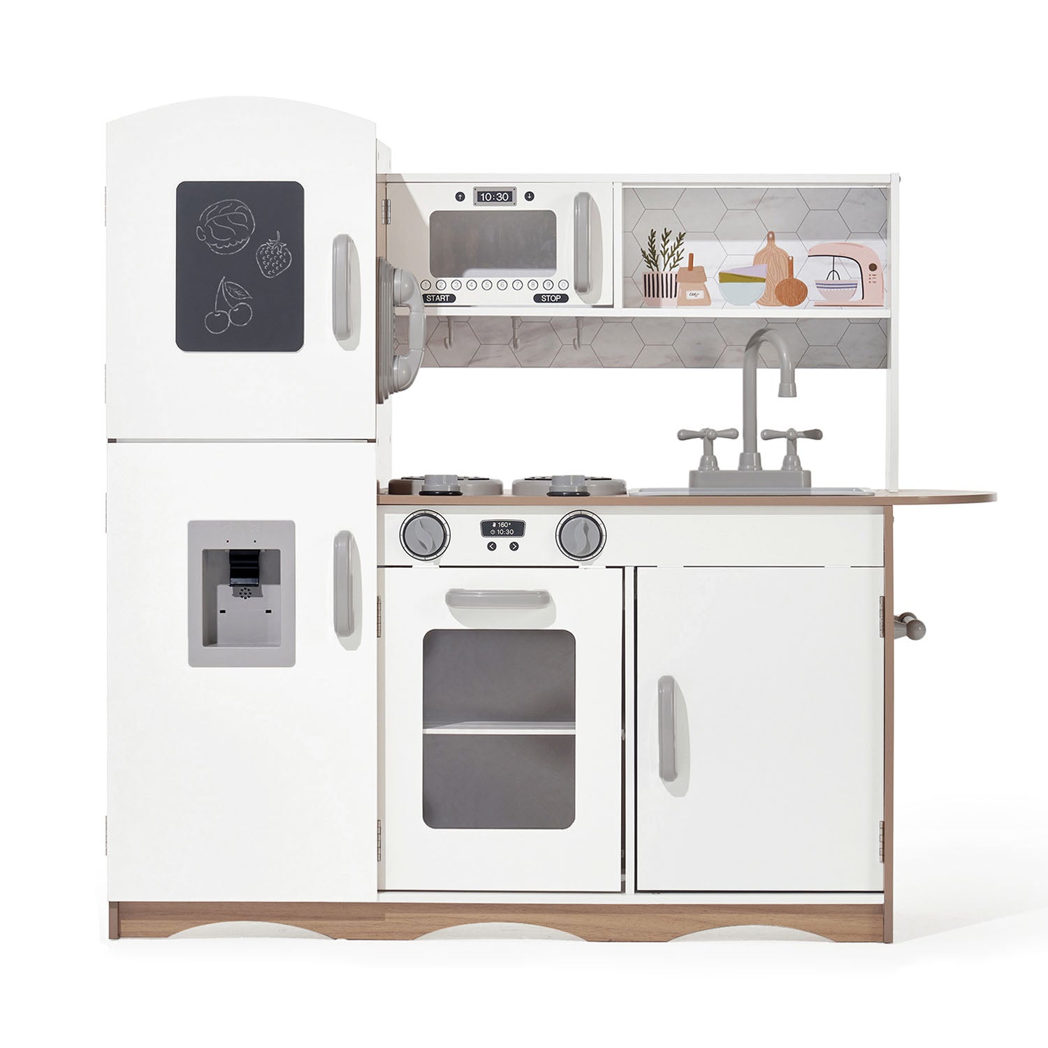 Kidoz Wooden Play Kitchen - White, Ideal for Ages 3+ – Small Smart