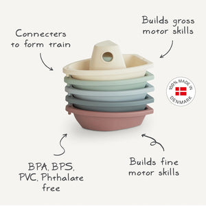 This bath toy is easy to clean with warm, soapy water.